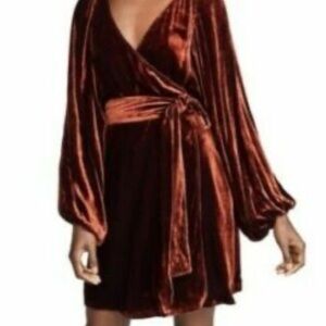 A.L.C. Velvet and Silk NWT Carlo wrap dress in Cognac size 4. ASO Taylor Swift